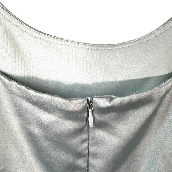 XSCAPE Women's Satin Midi Dress Asymmetrical Hem Light Blue Plus Size 14 Fairy - Picture 8 of 10